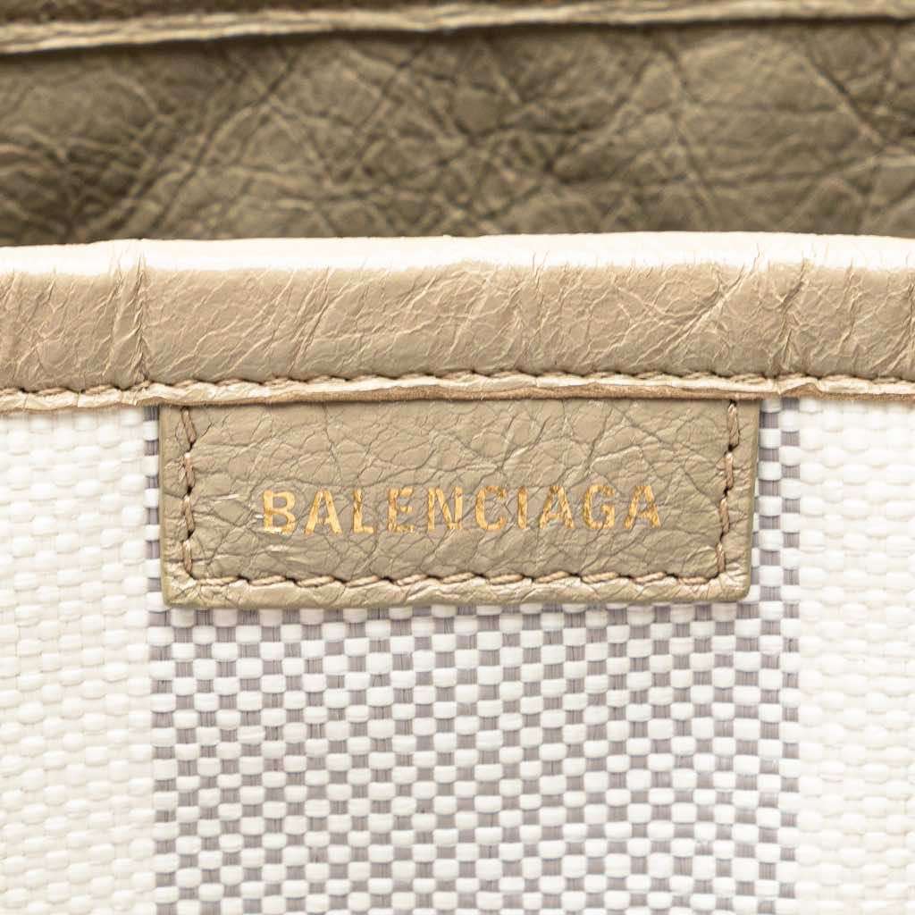 Balenciaga Medium Woven Calfskin Barbes East West Shopper Bag Grey Leather Very good - Box View