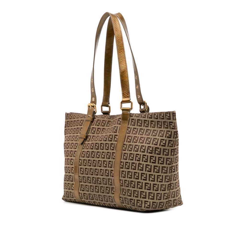 Fendi Zucchino Canvas Superstar Tote Brown Canvas Good - Back View