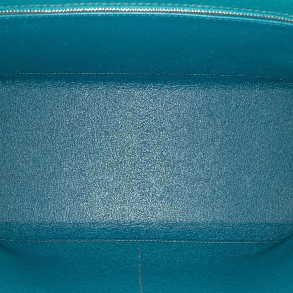 Hermès Clemence Kelly II Retourne 32 Blue Leather Good condition - Model View