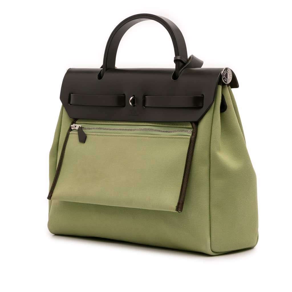 Hermès Toile Herbag Zip 31 Green Canvas Good condition - Back View