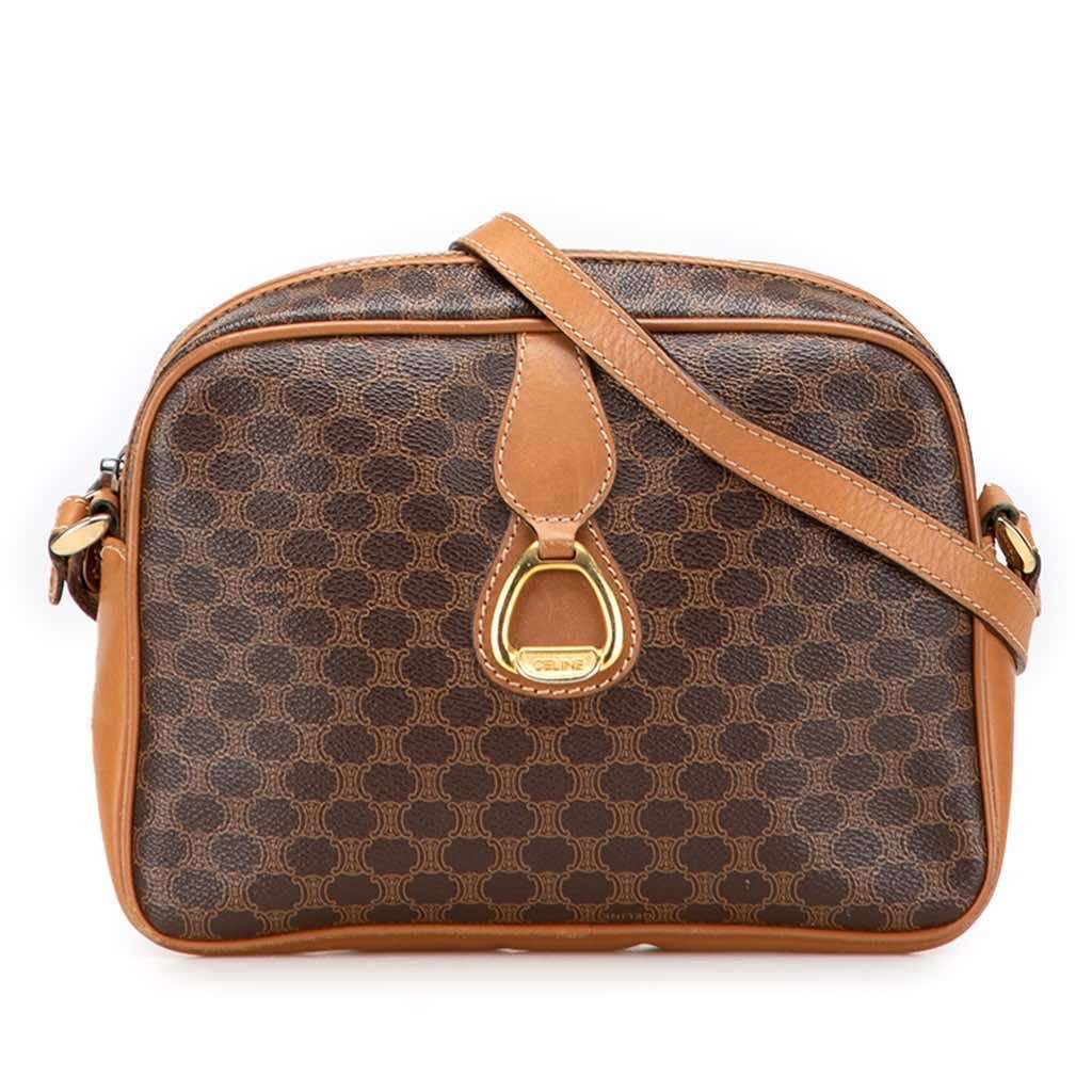 Celine Macadam Coated Canvas Crossbody Brown Canvas Good condition - Front View