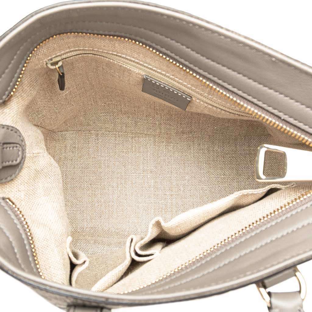 Gucci Small Microguccissima Bree Satchel Grey Leather Very good - Model View