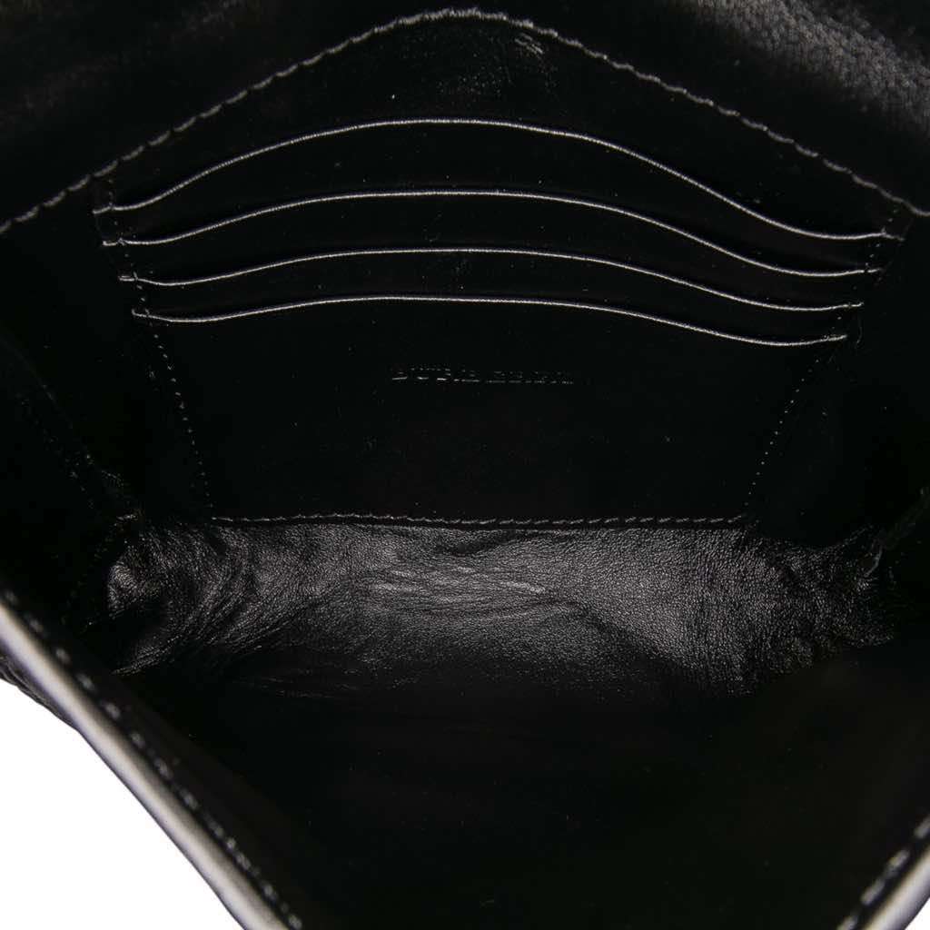 Burberry Embossed Grain Check Leather Langley Crossbody Black Leather Good - Model View