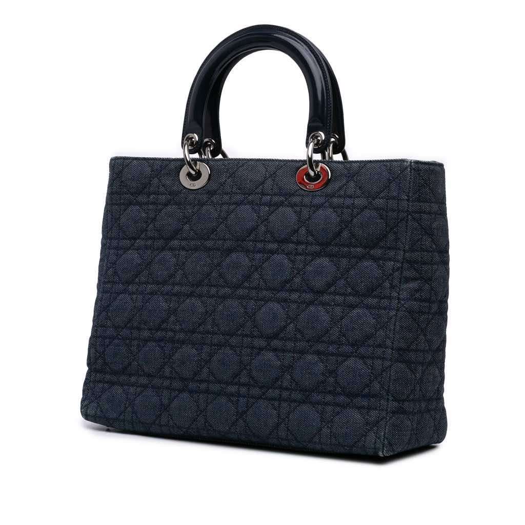 Dior Large Denim Cannage Lady Dior Blue Denim Very good condition - Back View
