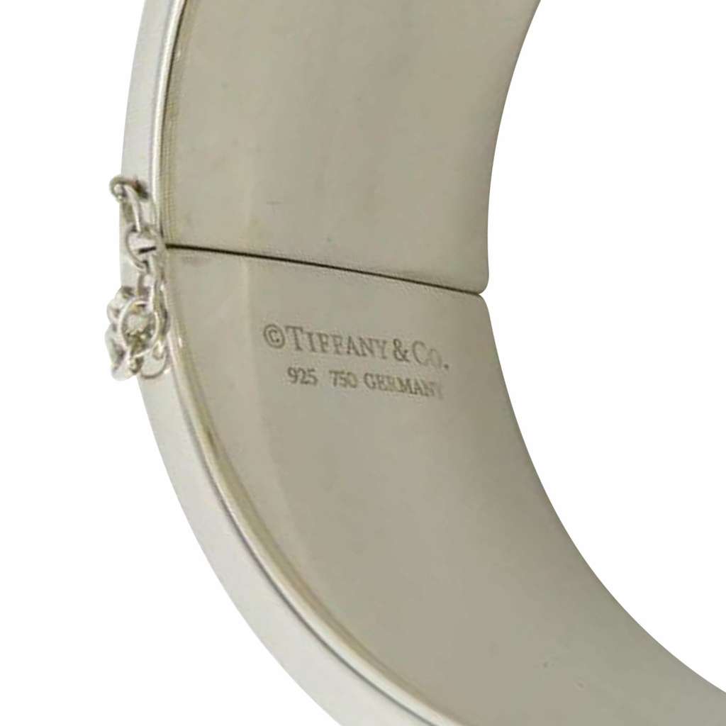 Tiffany & Co Sterling Silver and 18K Rose Gold Lock Heart Bangle Silver Silver Good condition - Box View