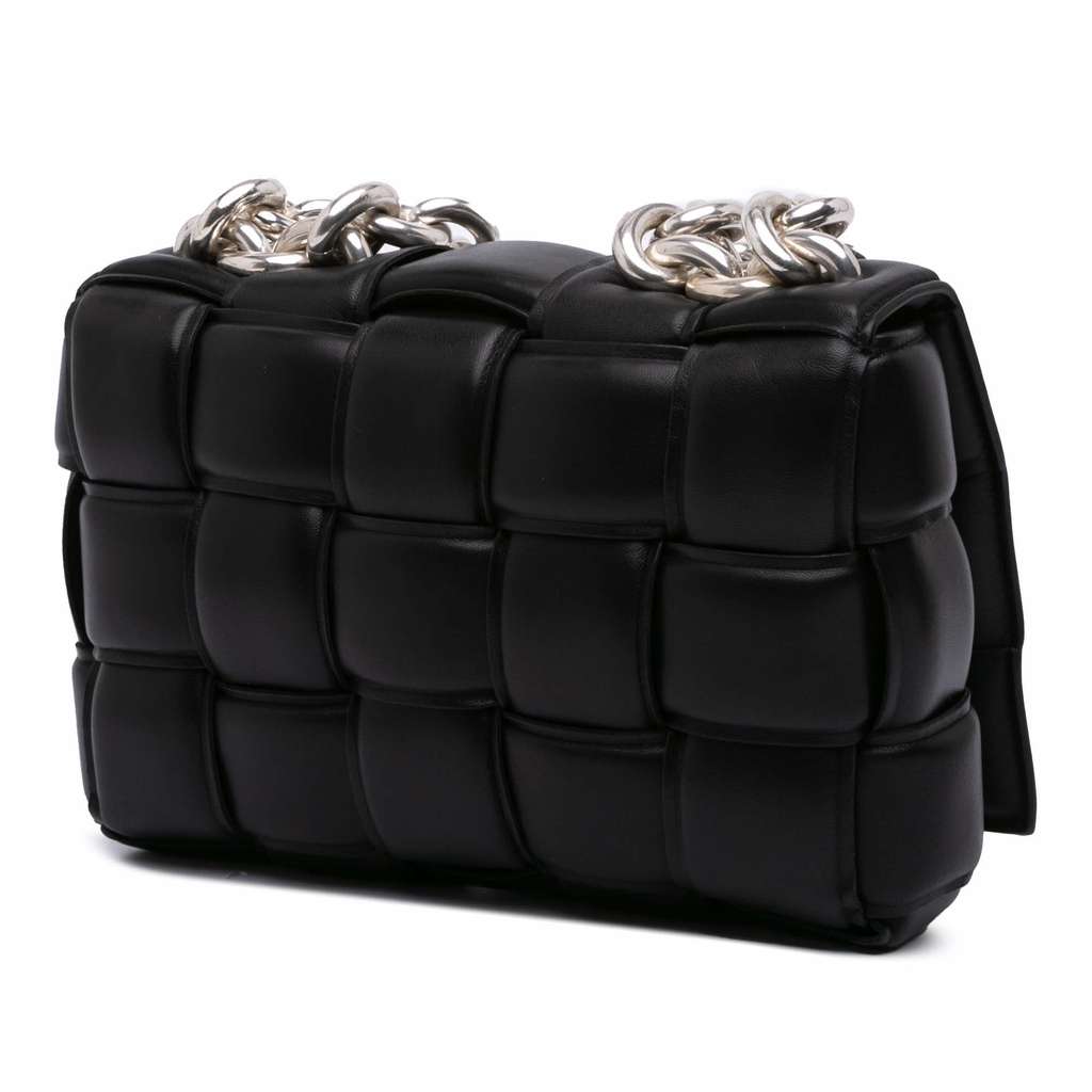 Bottega Veneta Nappa Intrecciato Padded Chain Cassette Satchel Black Leather Very good - Back View