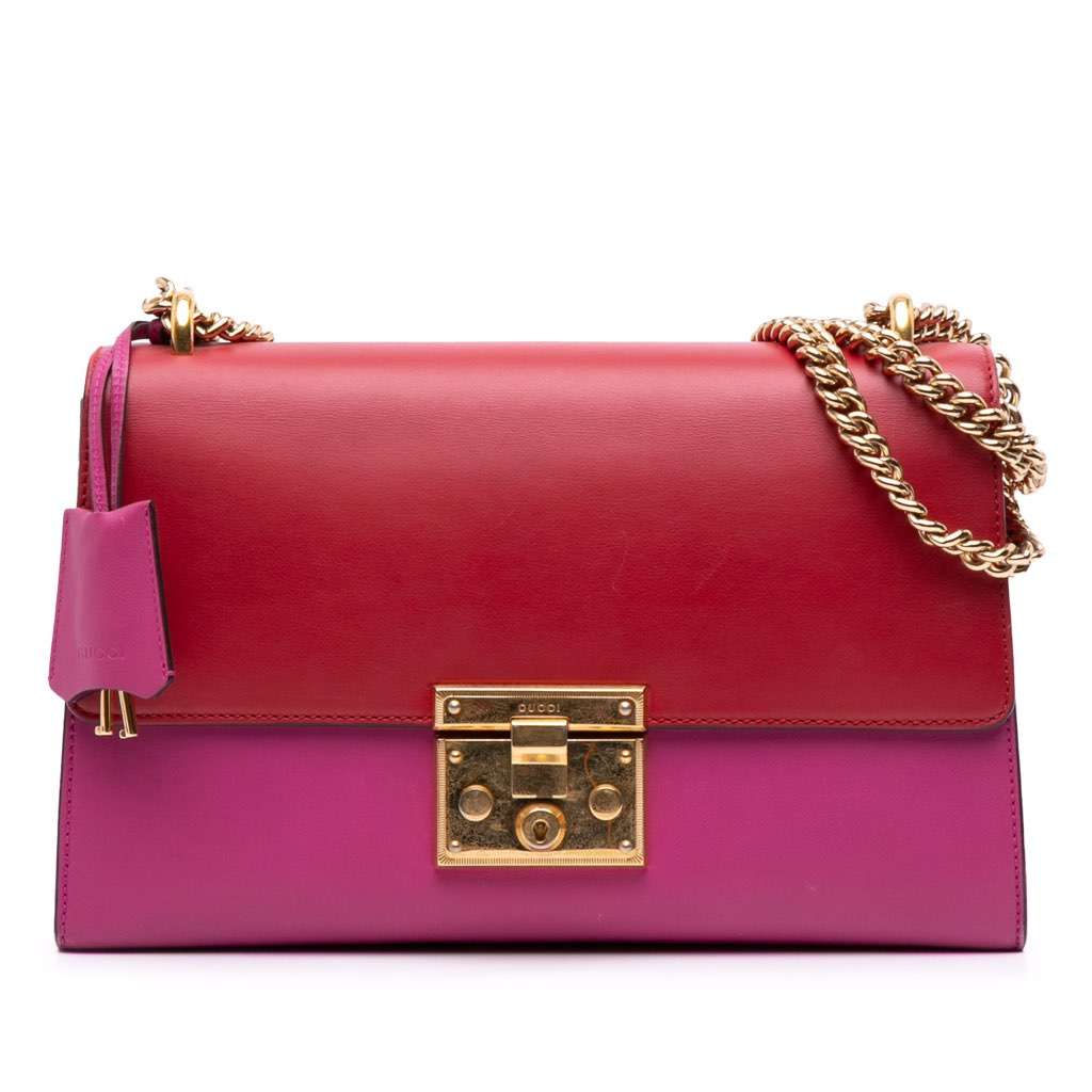Gucci Medium Bicolor Leather Padlock Shoulder Bag Pink Leather Good - Front View