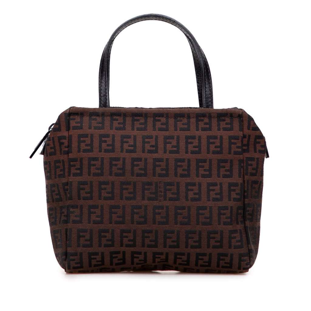 Fendi Mini Zucchino Canvas Handbag Brown Canvas Very good - Front View