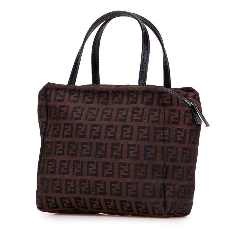 Fendi Mini Zucchino Canvas Handbag Brown Canvas Very good - Back View