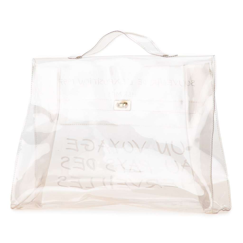 Hermès Vinyl Souvenir De L Exposition Kelly Handbag White Good condition - Back View