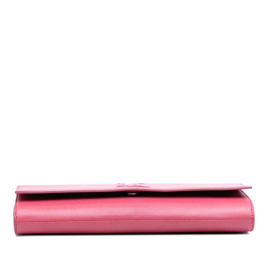 Saint Laurent Small Leather Belle De Jour Clutch Pink Leather Good - Inside View