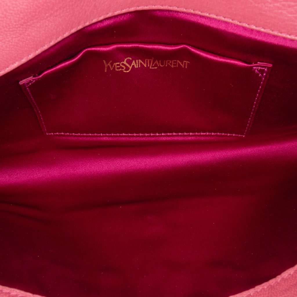Saint Laurent Small Leather Belle De Jour Clutch Pink Leather Good - Model View