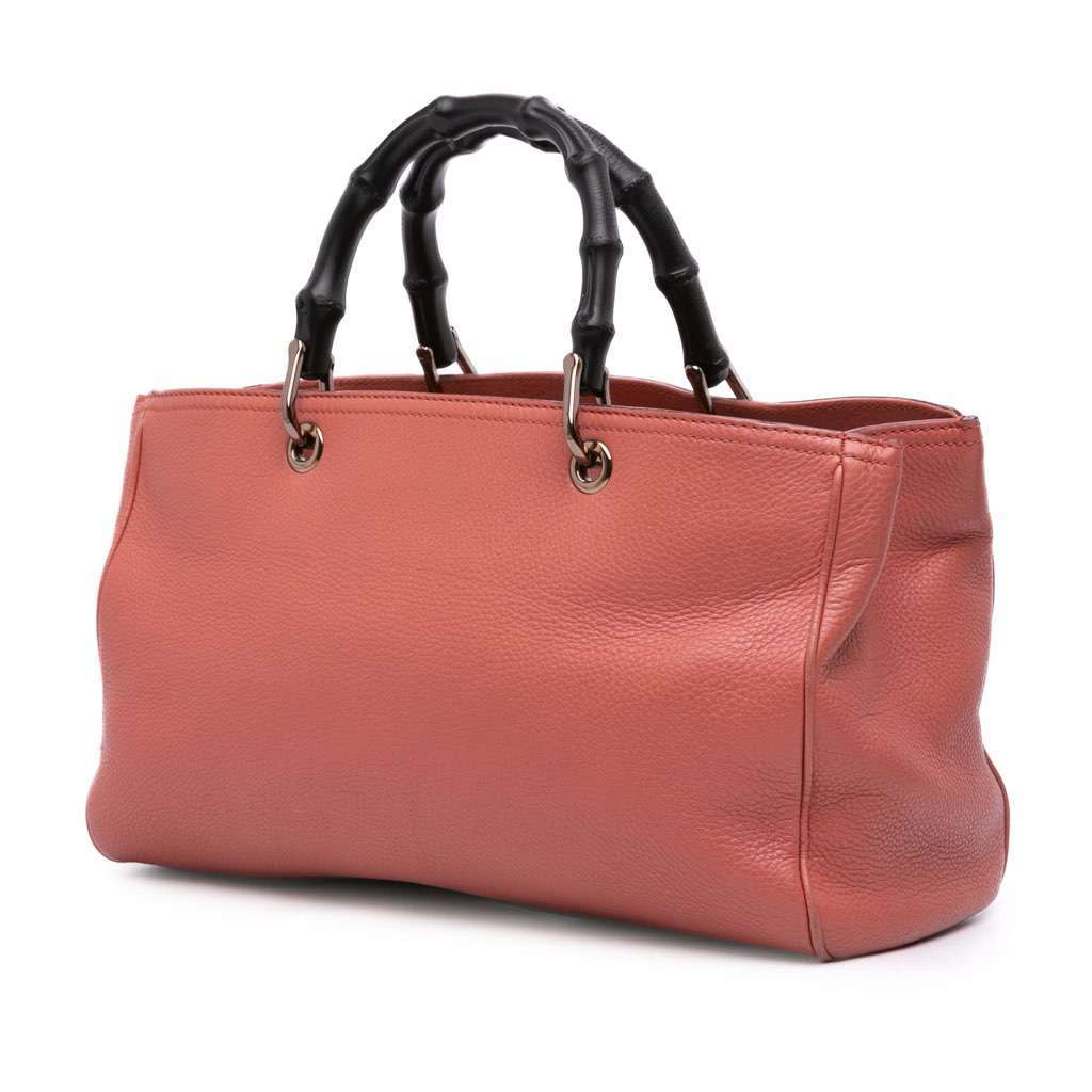 Gucci Medium Calfskin Bamboo Shopper Satchel Pink Leather Very good - Back View