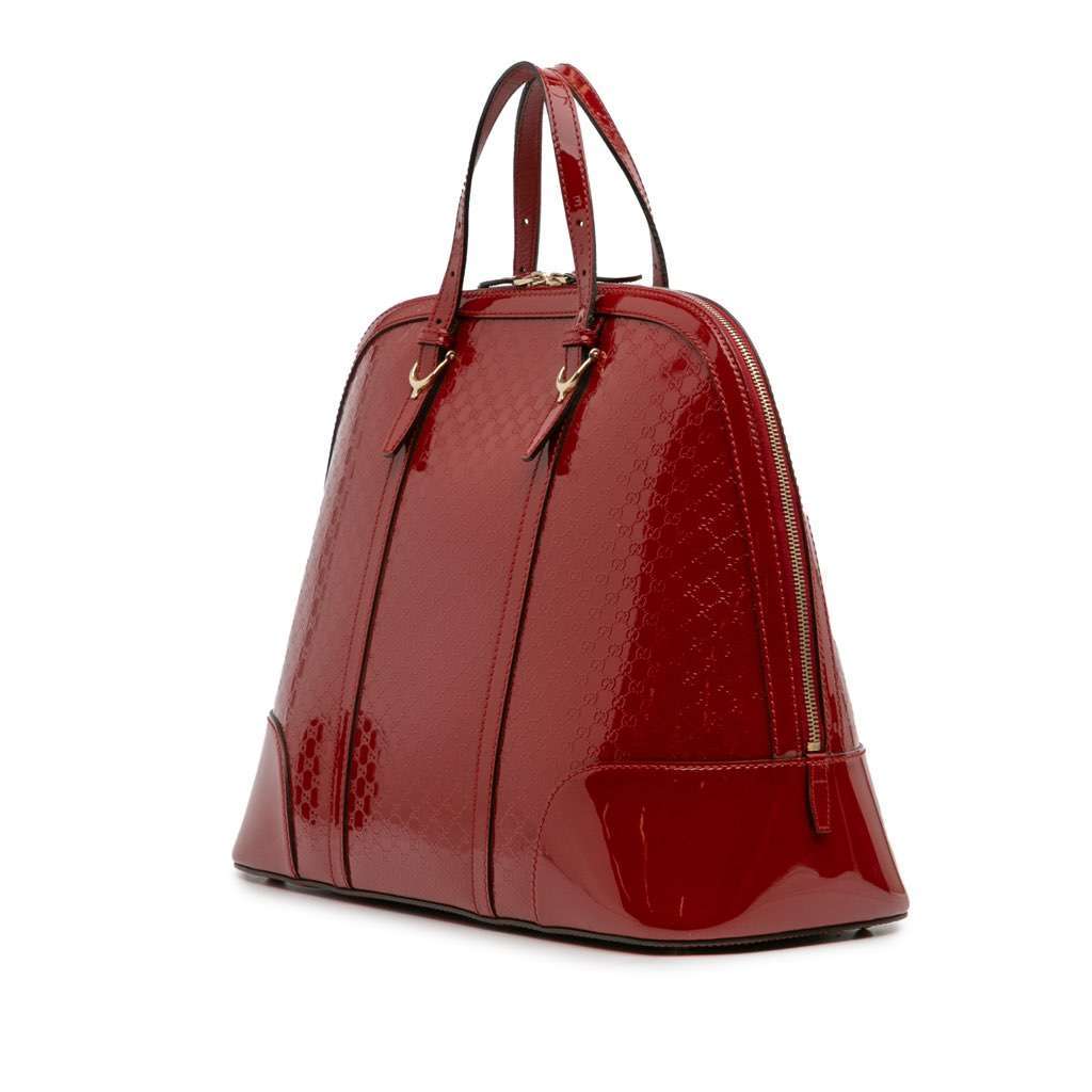 Gucci Large Microguccissima Patent Nice Dome Top Handle Bag Red Leather Good - Back View