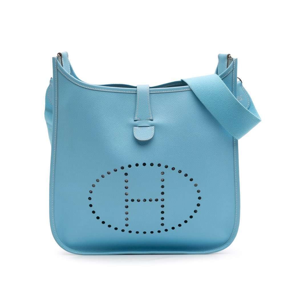 Hermès Clemence Evelyne III 33 Blue Leather Good condition - Front View