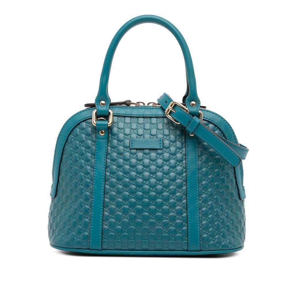 Gucci Mini Microguccissima Dome Satchel Blue Leather Good - Front View