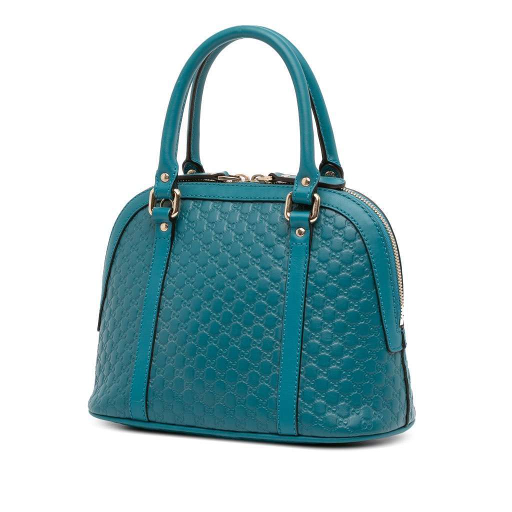 Gucci Mini Microguccissima Dome Satchel Blue Leather Good - Back View