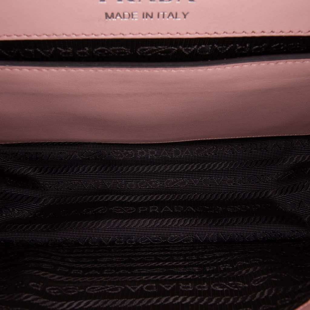 Prada City Calf Plex Ribbon Crossbody Pink Leather Good - Model View