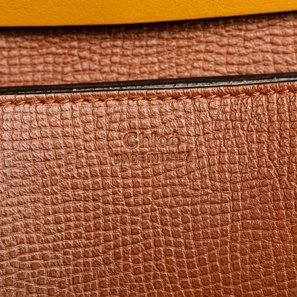Chloé Small Bicolor Smooth and Grained Calfskin Drew Crossbody Brown Leather Good condition - Box View