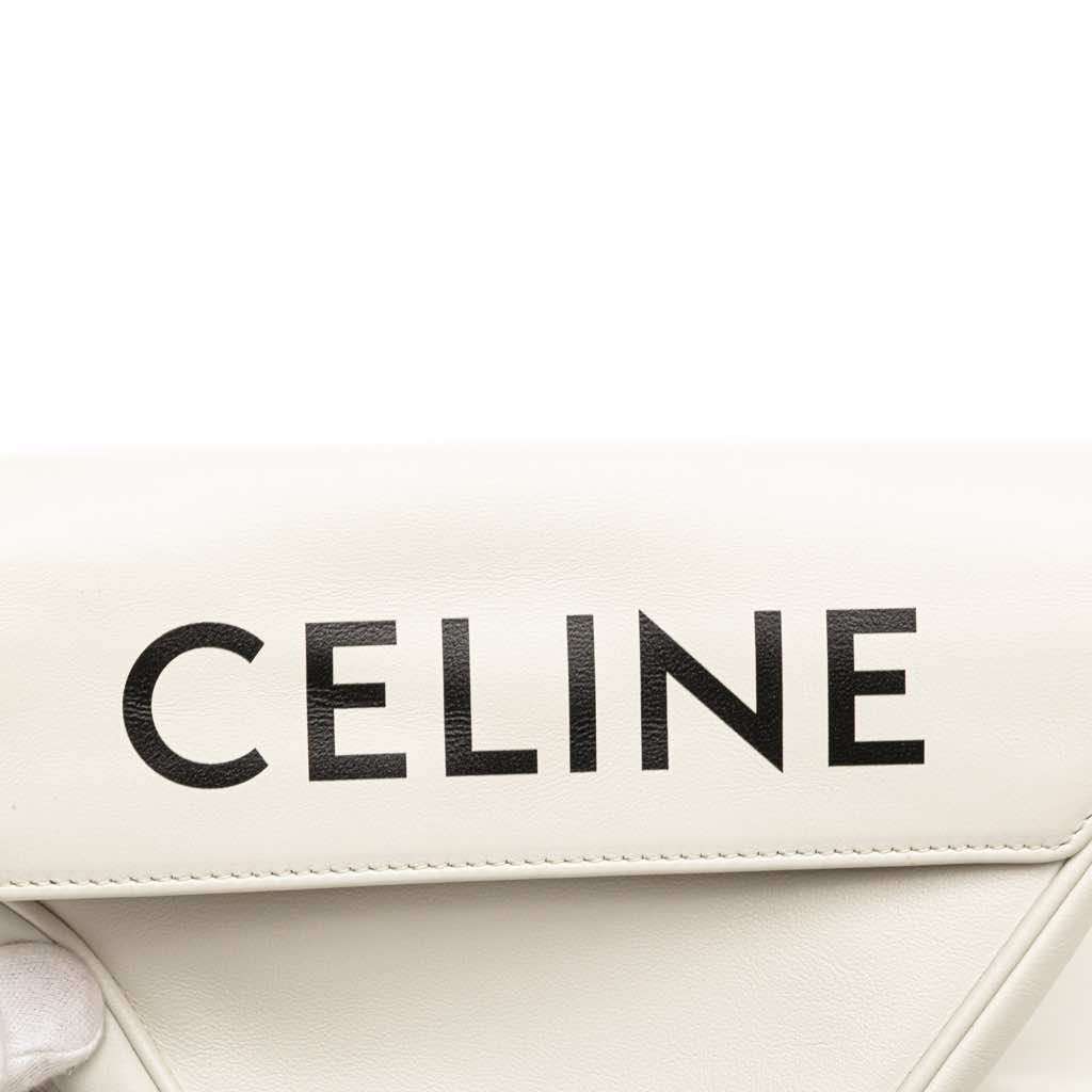 Celine Smooth Calfskin Logo Triangle Crossbody White Leather Very good - Box View