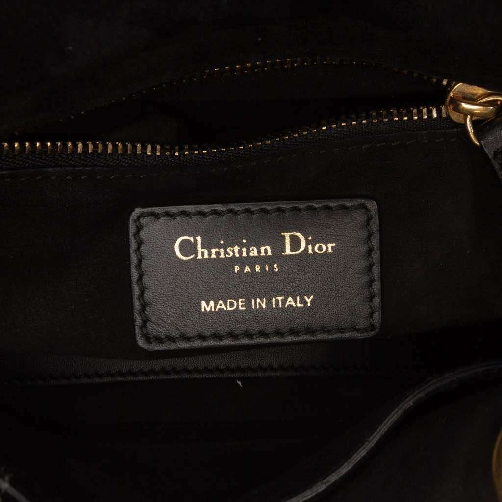 Dior Mini Lambskin Cannage Studded Supple Lady Dior Black Leather Very good condition - Box View