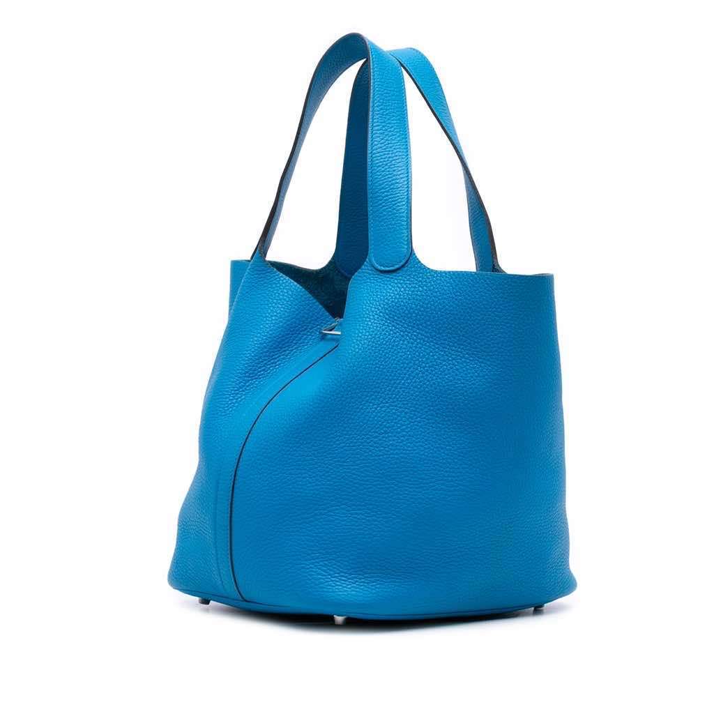 Hermès Clemence Picotin Lock 26 Blue Leather Good condition - Back View