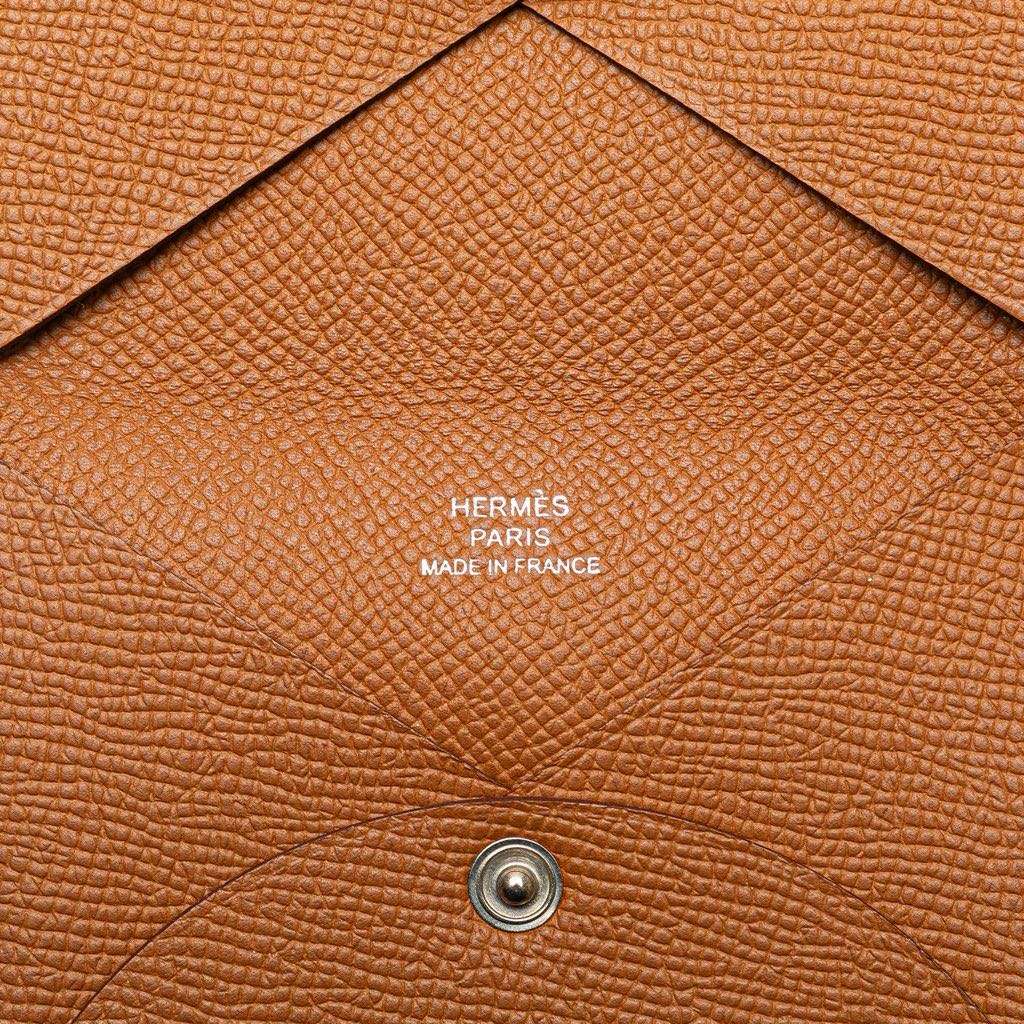 Hermès Epsom Calvi Card Holder Brown Leather Good condition - Box View
