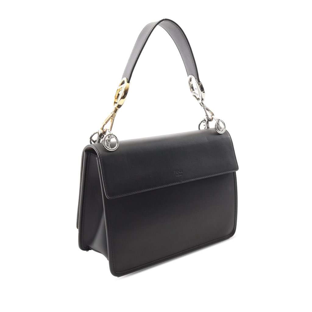 Fendi Smooth Leather Kan I F Satchel Black Leather Good condition - Back View