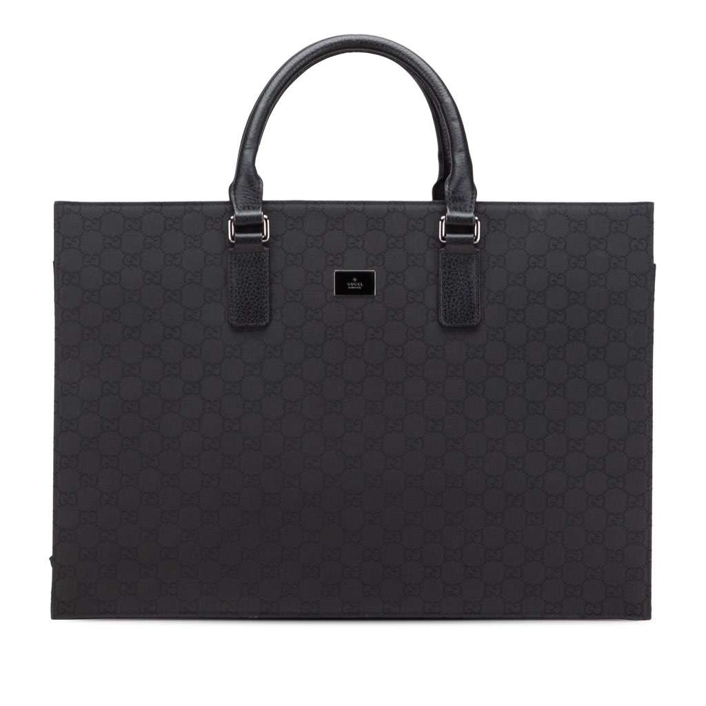 Gucci GG Nylon Executive Business Bag Black Good condition - Front View
