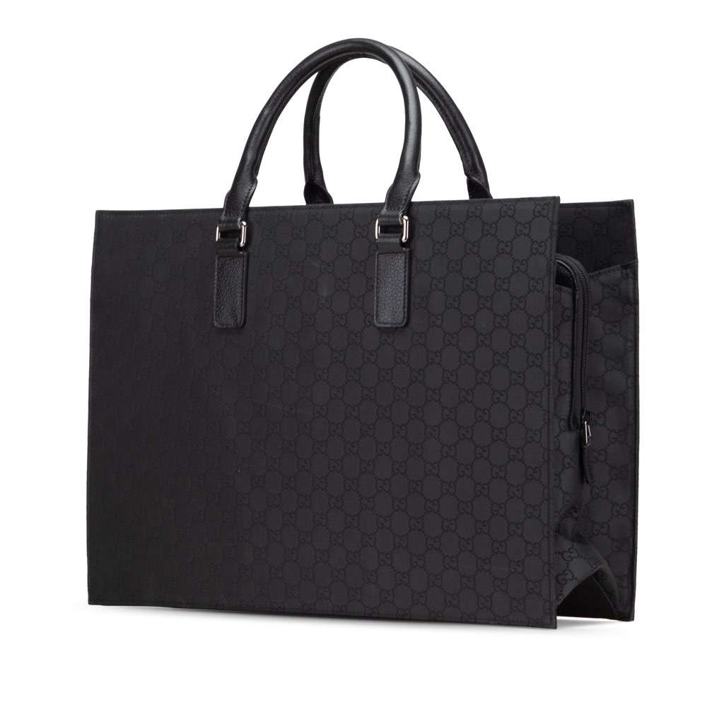 Gucci GG Nylon Executive Business Bag Black Good condition - Back View