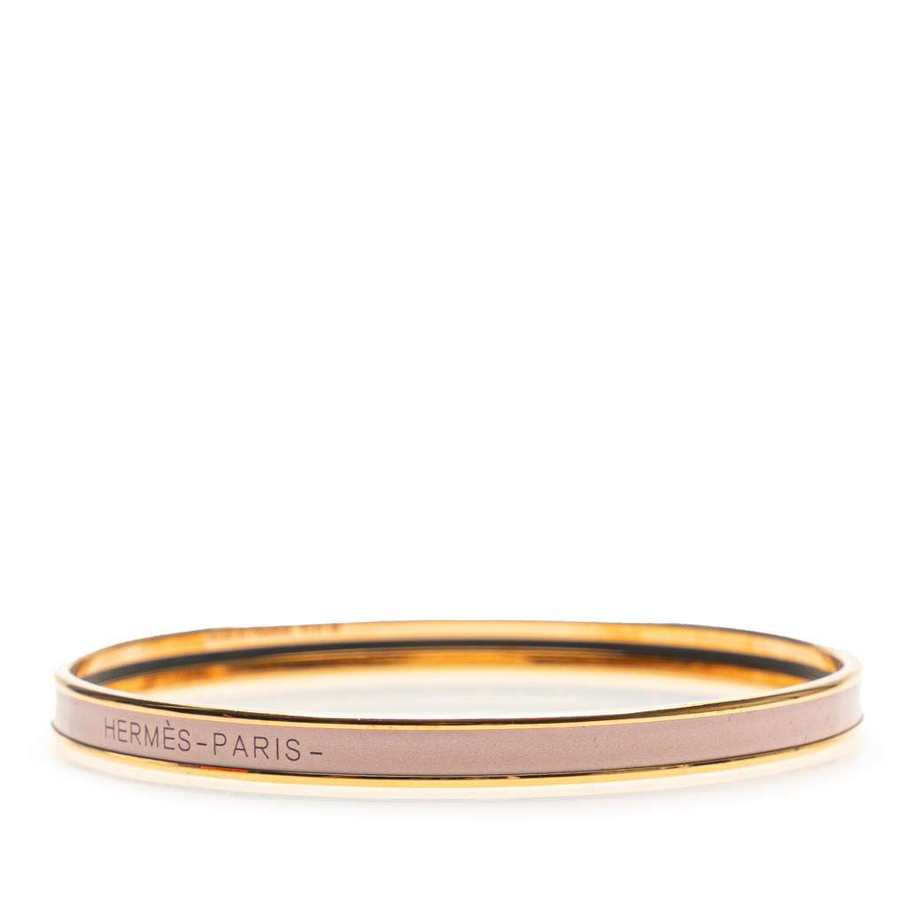 Hermès Extra Narrow Enamel Uni Bangle 62 Pink Good condition - Back View