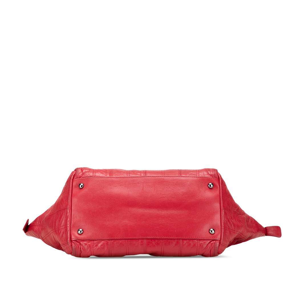 Chanel Lambskin Square Stitched Lax Handbag Red Leather Very good - Inside View
