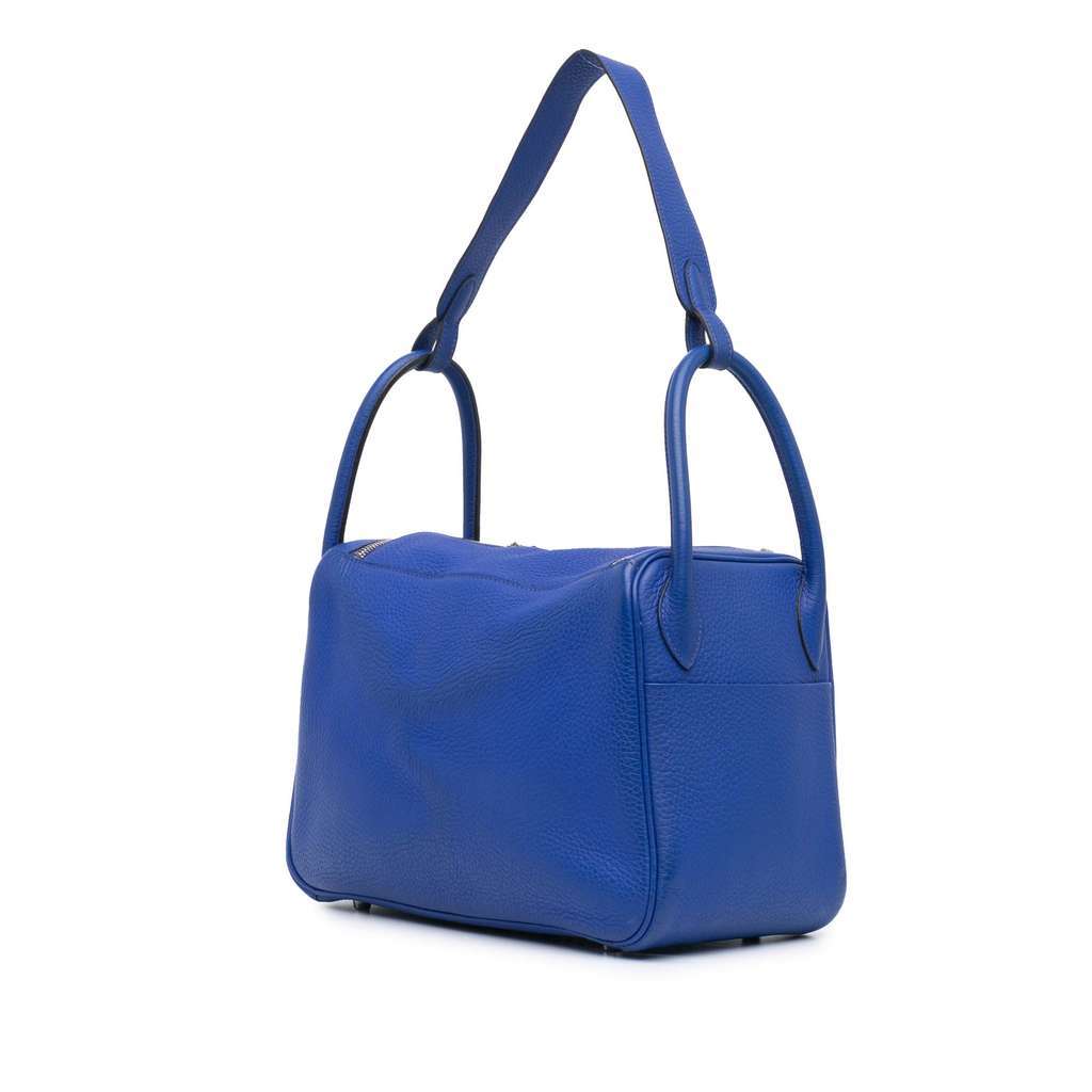 Hermès Togo Lindy 30 Blue Leather Good condition - Back View
