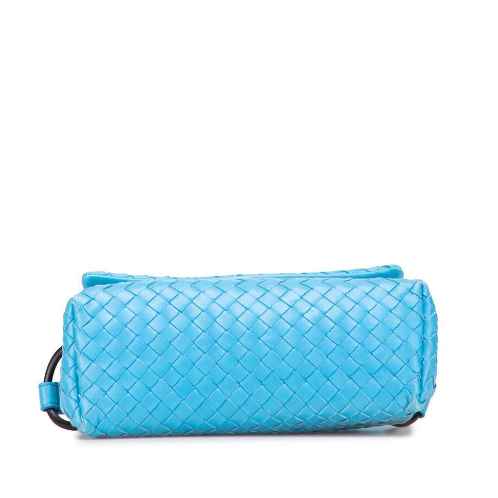 Bottega Veneta Nappa Intrecciato Flap Crossbody Blue Leather Very good - Inside View