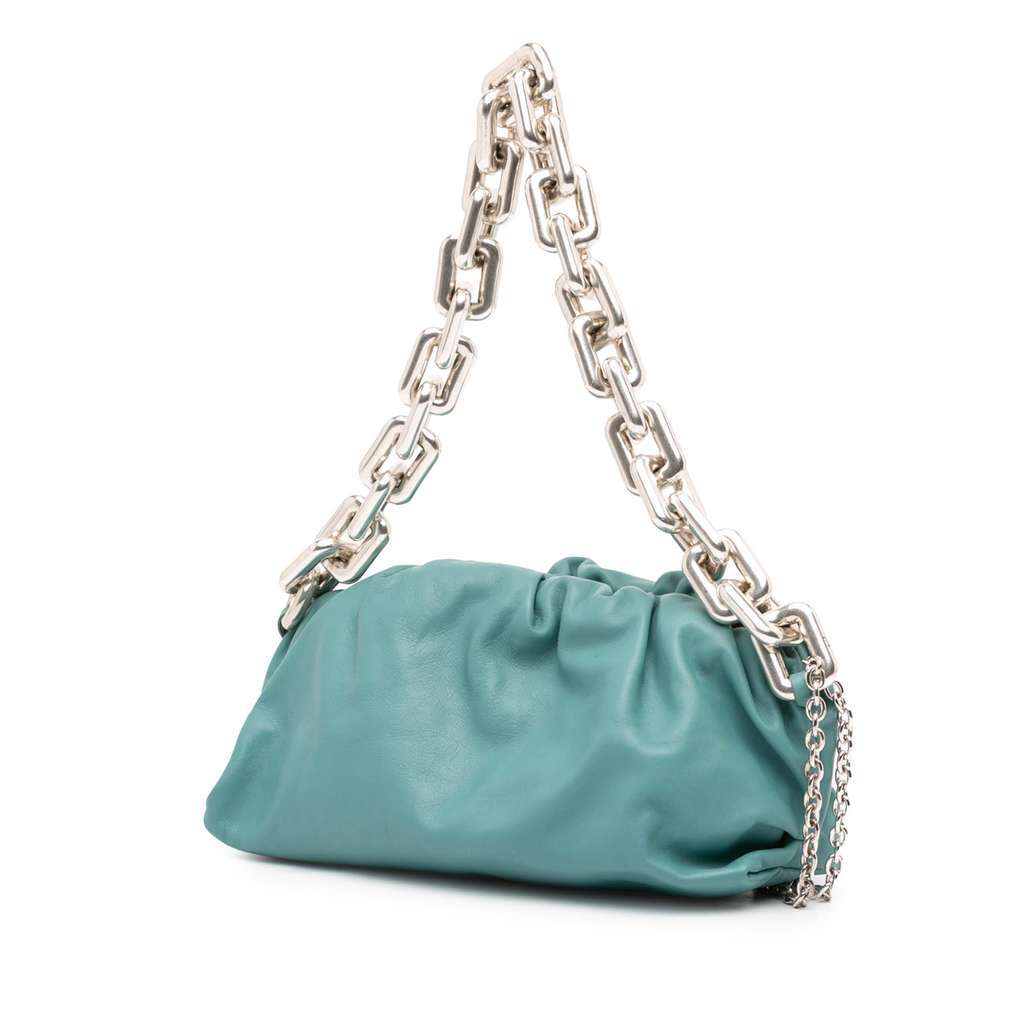 Bottega Veneta Lambskin Chain Pouch Blue Leather Very good - Back View
