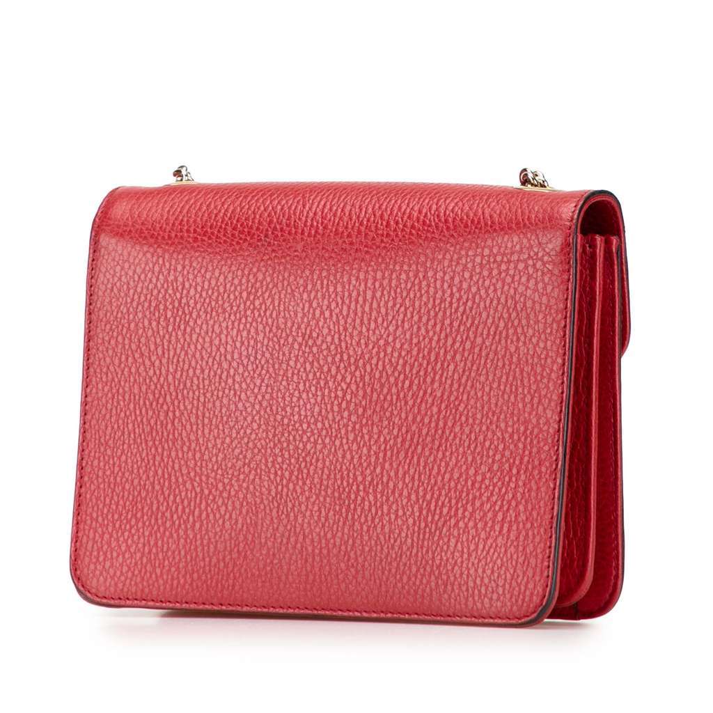 Gucci Small Dollar Calfskin Interlocking G Crossbody Red Leather Very good - Back View