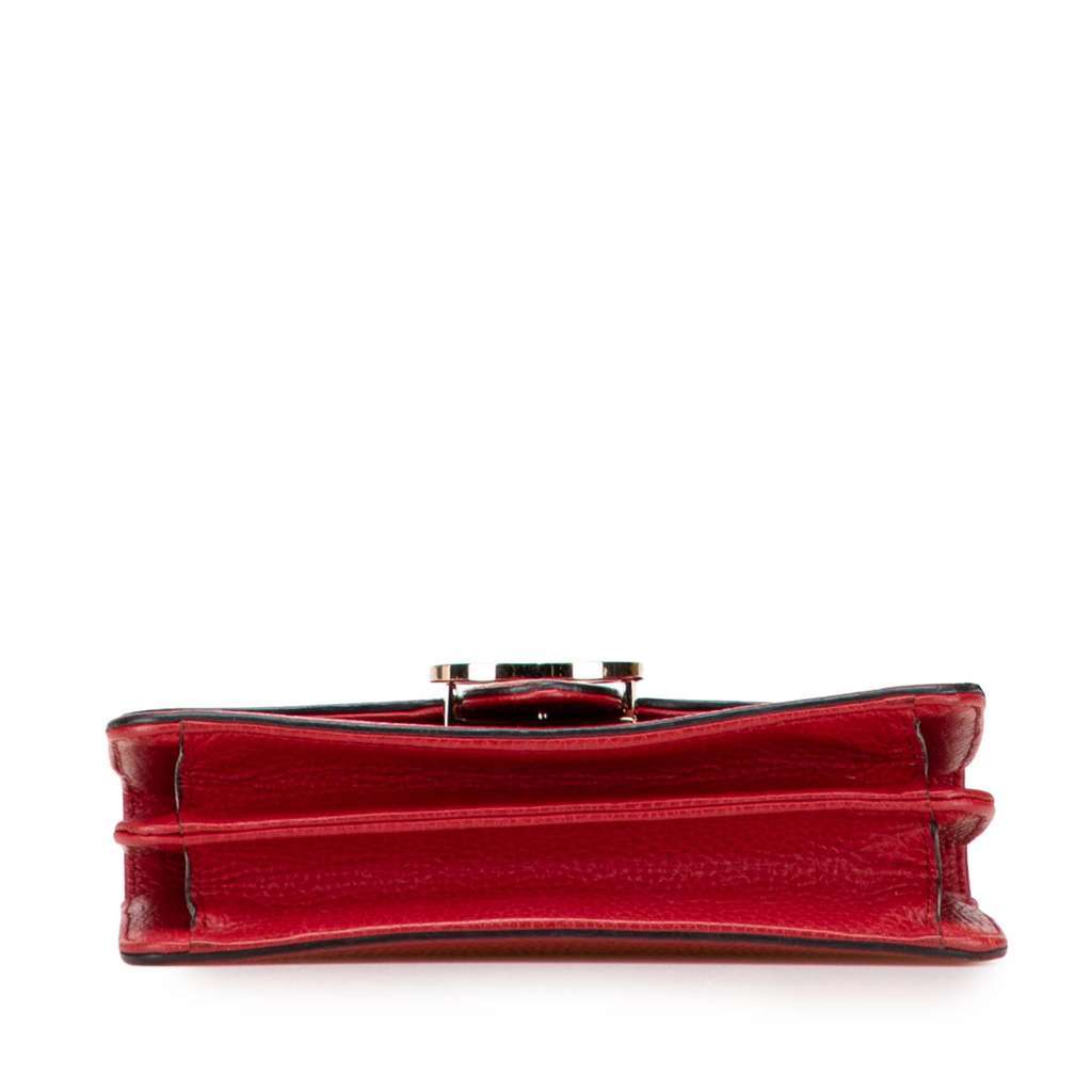 Gucci Small Dollar Calfskin Interlocking G Crossbody Red Leather Very good - Inside View