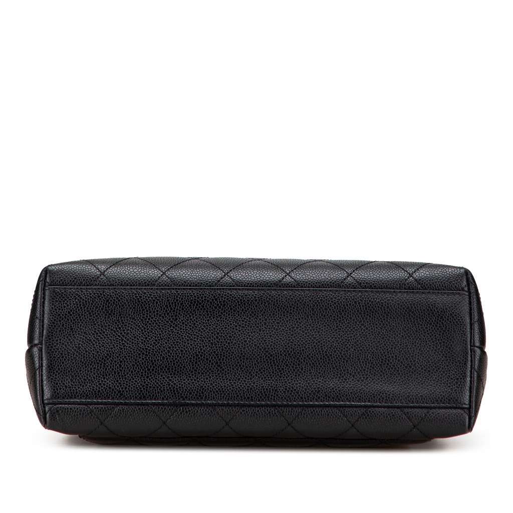 Chanel CC Quilted Caviar Kelly Top Handle Bag Black Leather Very good condition - Inside View
