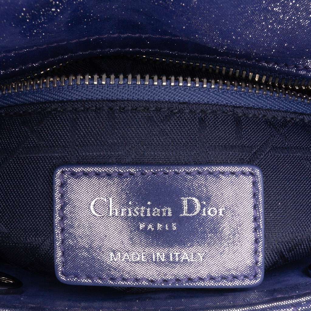 Dior Mini Iridescent Lambskin Cannage Lady Dior Blue Leather Good - Box View