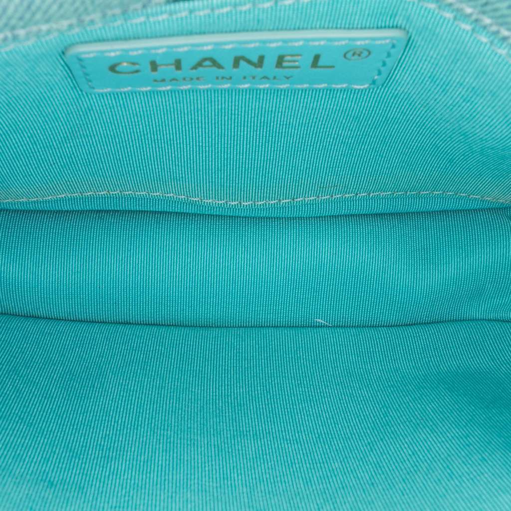 Chanel Mini CC Quilted Denim Messenger Flap Blue Denim Good - Model View