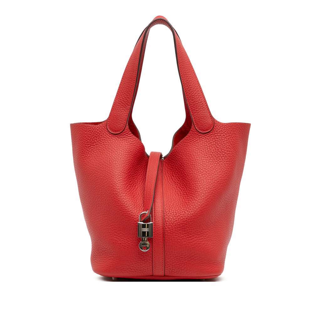 Hermès Clemence Picotin Lock 22 Red Leather Good condition - Front View