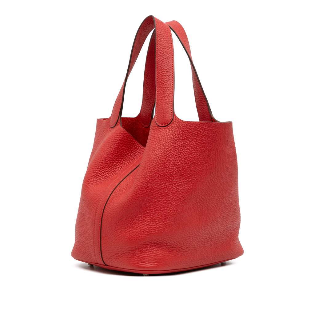 Hermès Clemence Picotin Lock 22 Red Leather Good condition - Back View