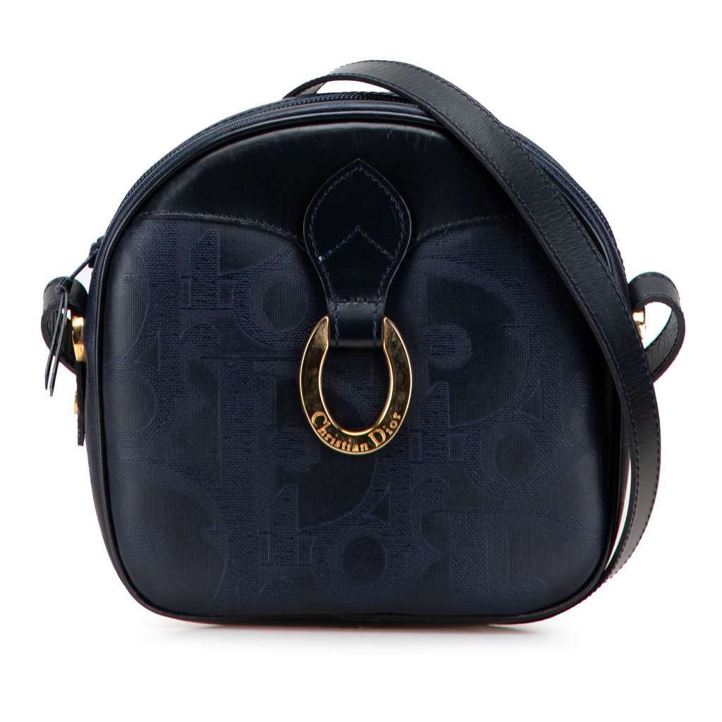 Dior Oblique Trotter Coated Canvas Crossbody Blue Canvas Good condition - Front View