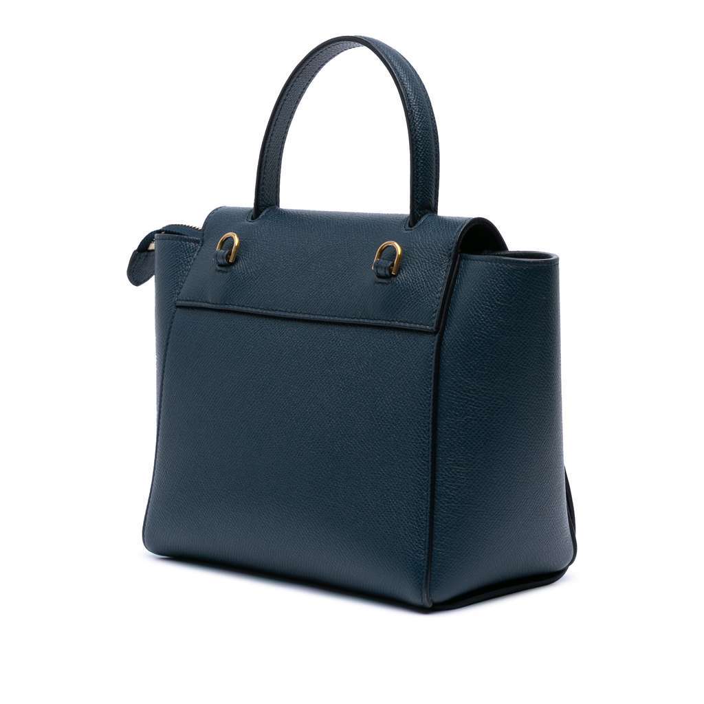 Celine Pico Grained Calfskin Belt Bag Blue Leather Good condition - Back View
