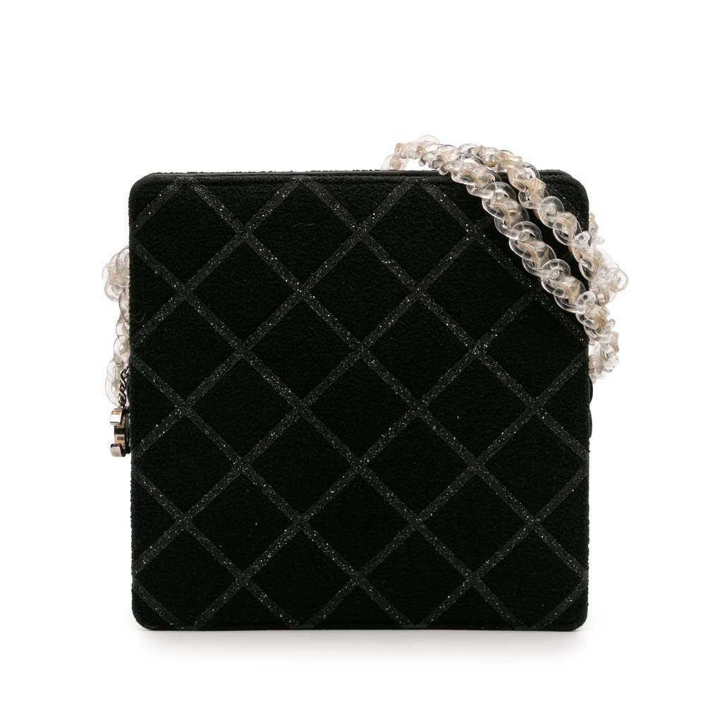 Chanel CC Tweed Chain Fantasy Crossbody Black Tweed Very good - Front View