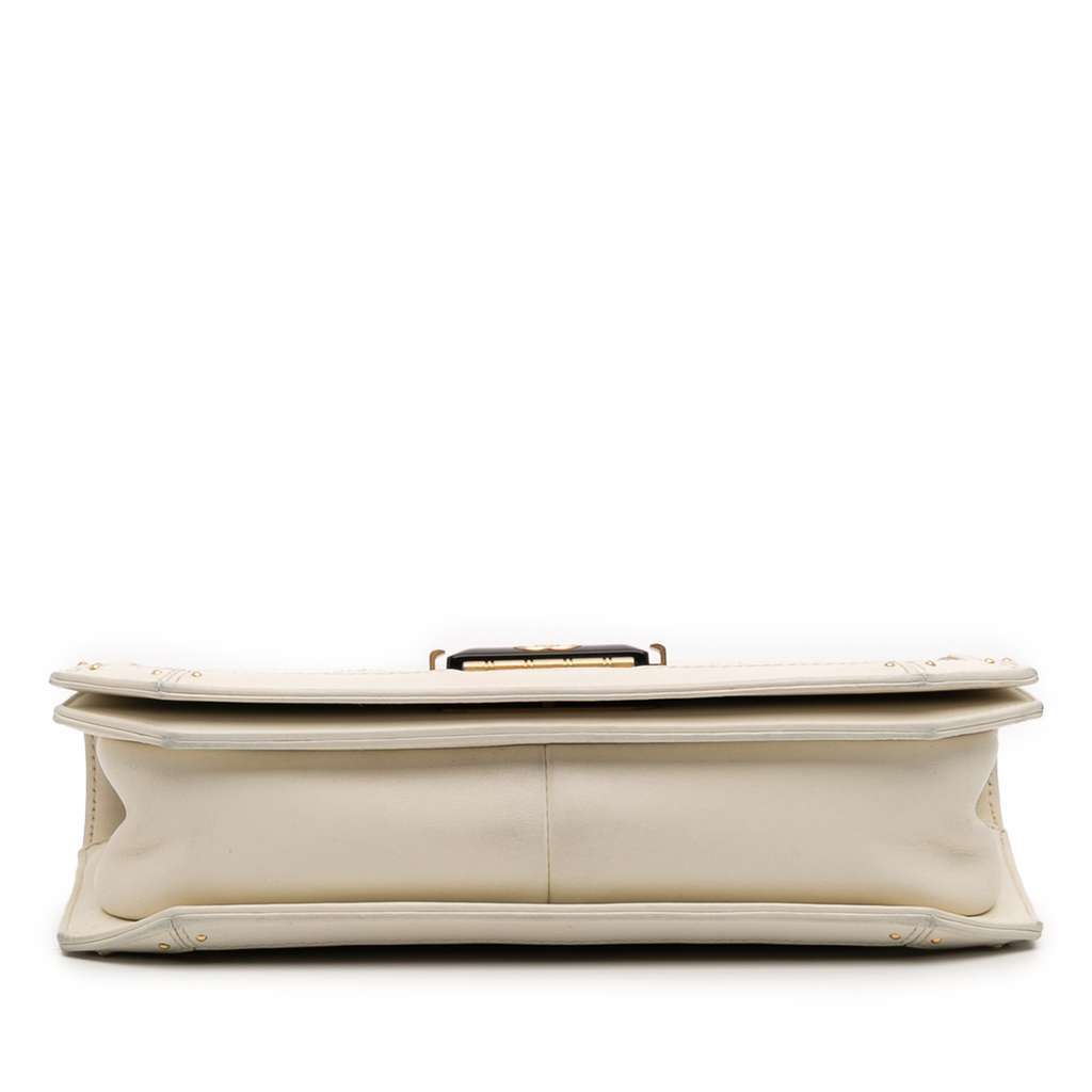Chanel Medium Quilted Calfskin Octagon CC Clasp Flap White Leather Very good - Inside View