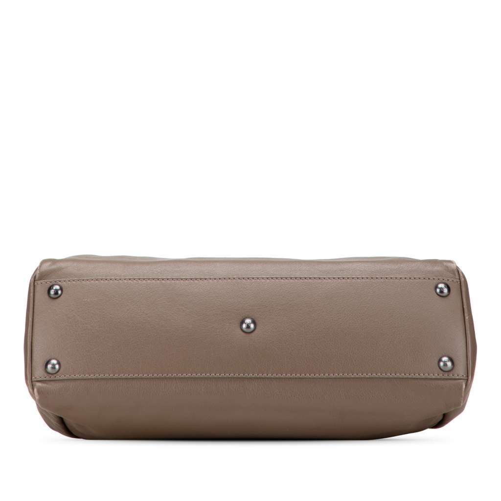 Fendi Medium Calfskin Peekaboo Iconic Satchel Brown Leather Good - Inside View