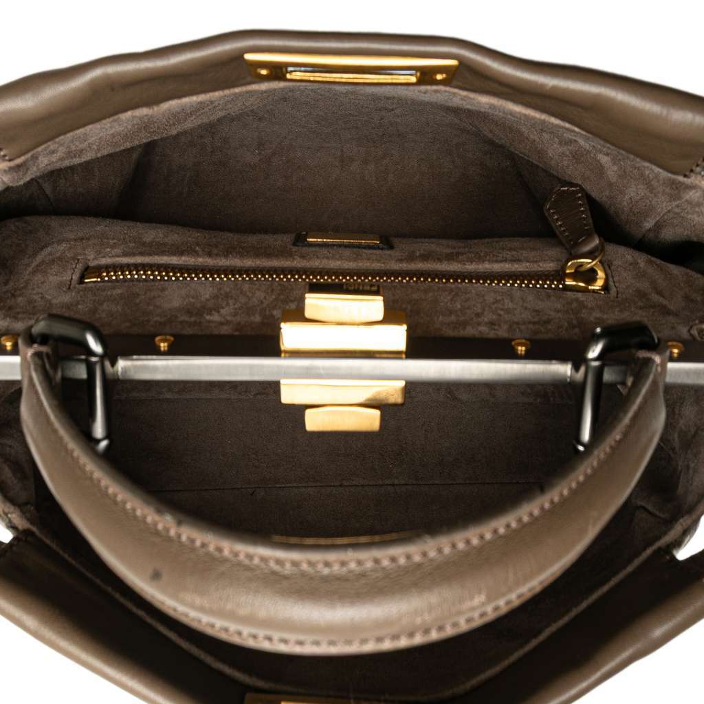 Fendi Medium Calfskin Peekaboo Iconic Satchel Brown Leather Good - Model View