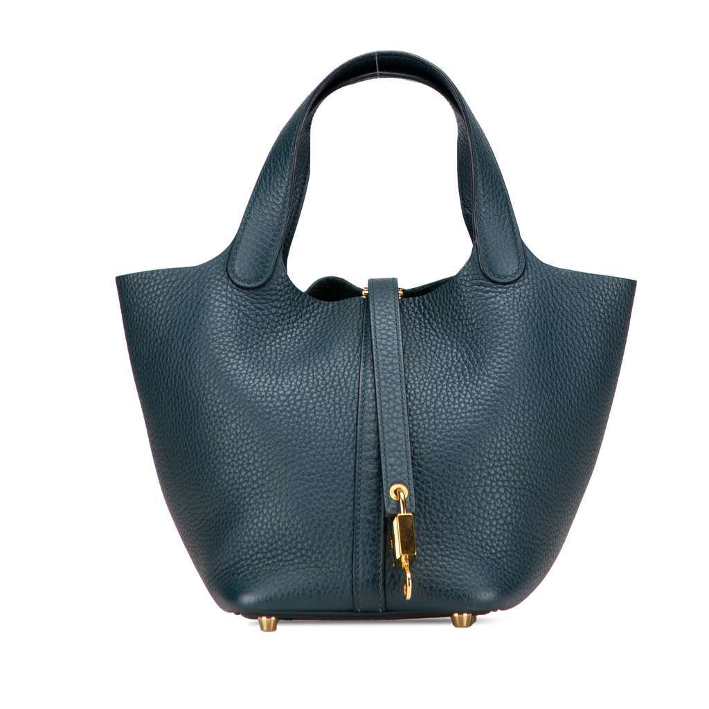 Hermès Clemence Picotin Lock 18 Green Leather Good condition - Front View