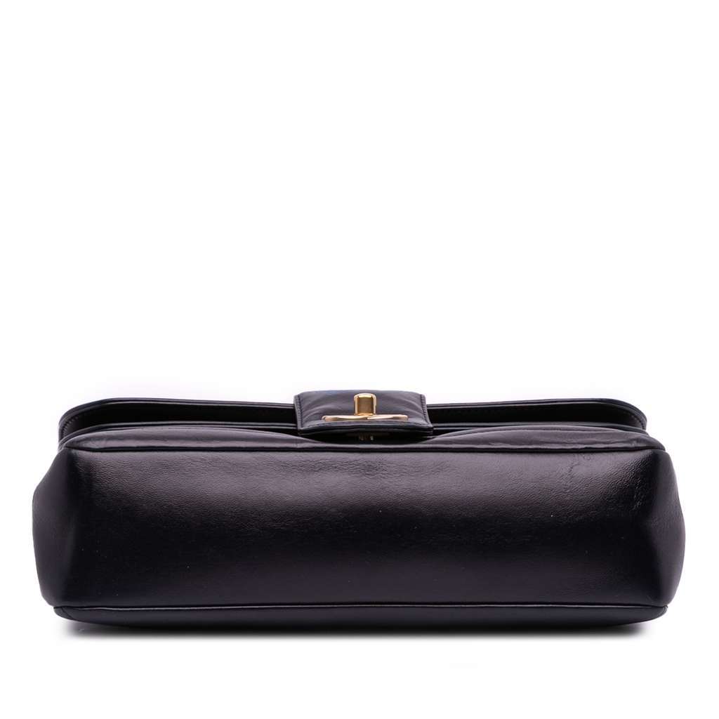 Chanel CC Horizontal Quilted Lambskin Double Flap Black Leather Fair - Inside View